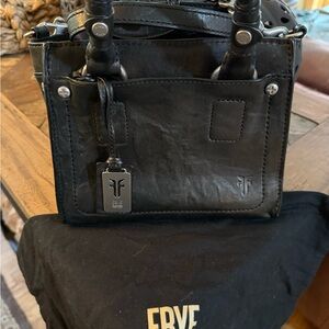 Frye Black Leather Chain Strap Clutch/Crossbody Bag